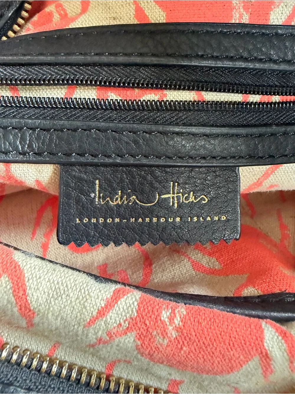 India Hicks Black Leather Fold-Over Carmen Clutch…No Tassel Clean